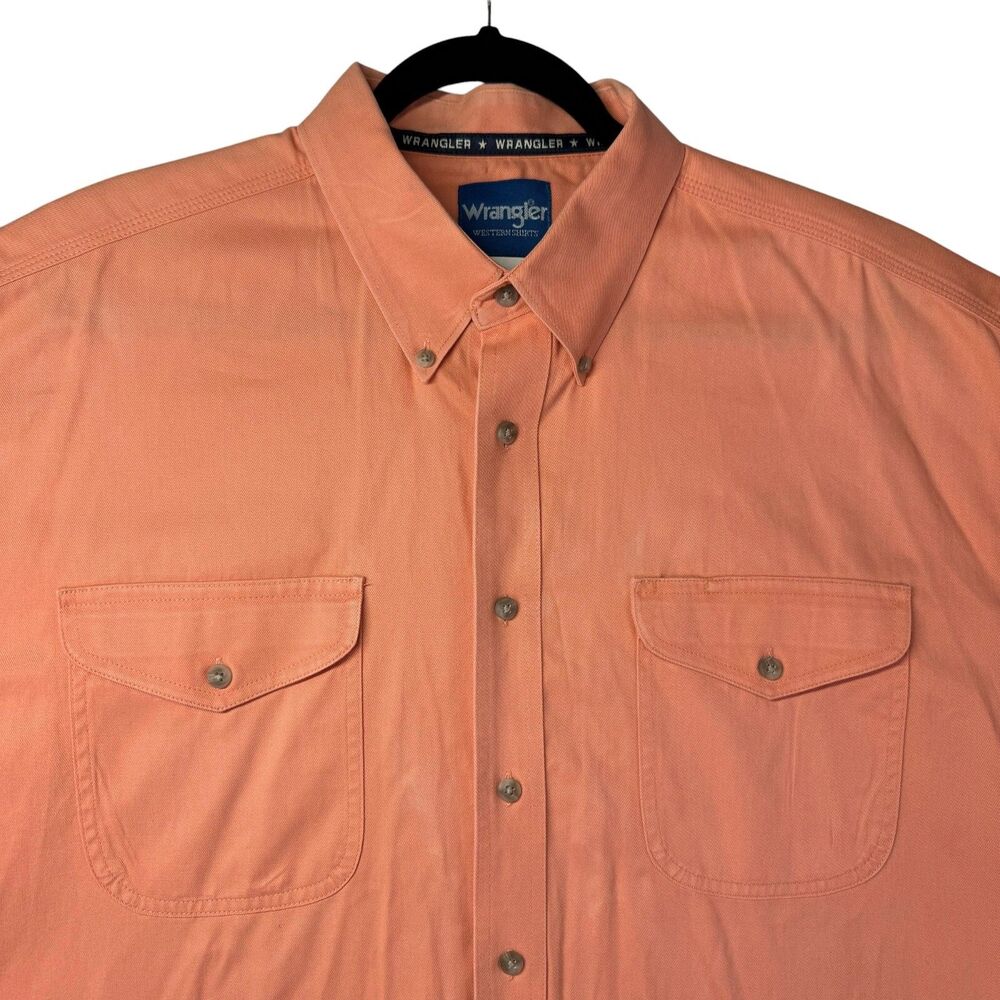 Wrangler Shirt Men's Extra Extra Large Orange Western Short Sleeve Button Down